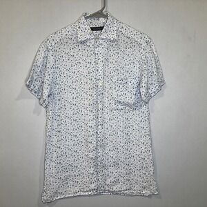 Ermenegildo Zegna Linen Shirt Mens Small Floral Print Button Up Light Beach
